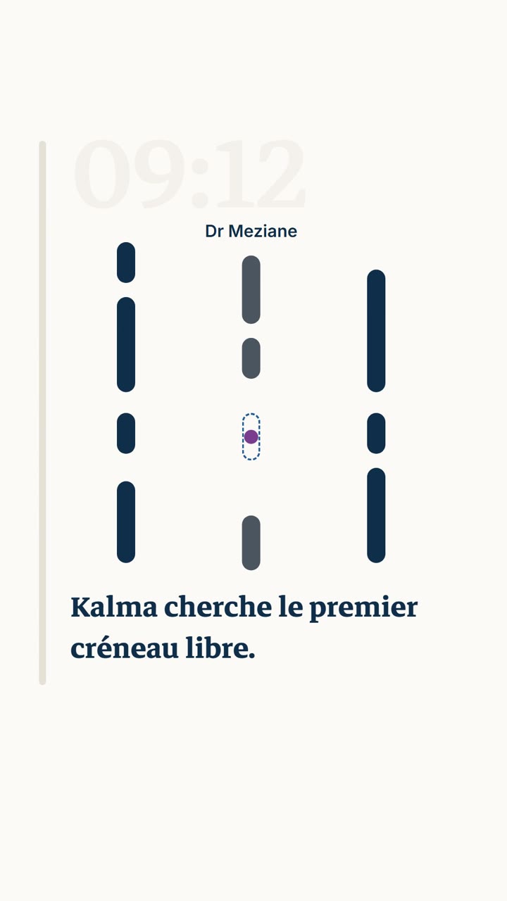 Agenda du jour d'un praticien, dessiné avec le motif de la marque (illustration, noms fictifs)